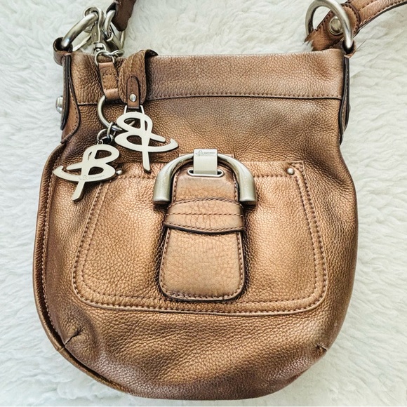 B. Makowsky Metallic Brown Genuine Leather Small Shoulder/Crossbody Bag 10”x9” - Picture 2 of 16